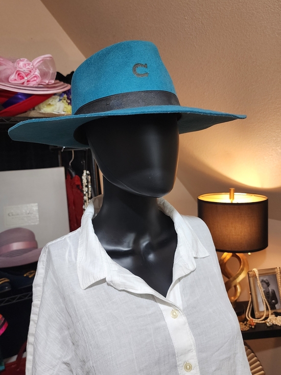 Teal Wool Fedora with Contrast Band main image 4